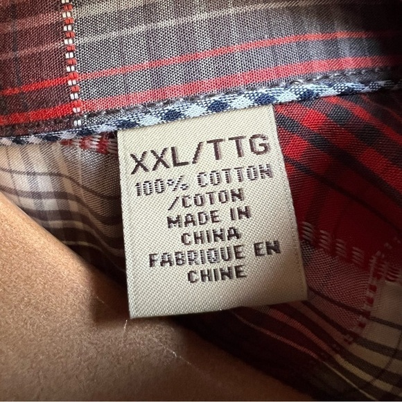 Tommy Bahama Men’s Red & Grey Plaid Long Sleeve Button Front Shirt, XXL - Picture 6 of 10